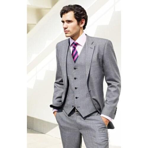 High quality light grey Wedding Groom Suits/Bridegroom Suit Groom Tuxedos (Jacket+Pants+Tie+Vest)/best man suits/wedding suitswe