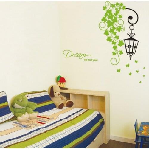 Green vine Wall lamp wall sticker PVC waterproof material can remove DIY wall decals For Living room bedroom kids room art mural
