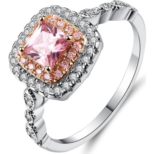 Women Rings Wedding Engagement Ring Party Glamour Jewelry Gift Princess Cut Cubic Zirconia Silver Color Ring Girl Mood Jewelry