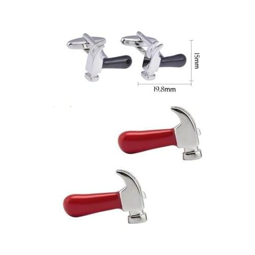 10pairs/lot Tool Hammer Cufflinks Enamel Red/Black Hand Bar Hammers Cuff LInks Shirt Cufflinks Mens Jewelry Accessory