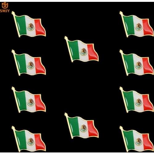 10PCS Mexico Lapel Pin European Country Flag Brooch Tie Jacket Baseball Cap Wearable DIY Badge Jewelry Collection