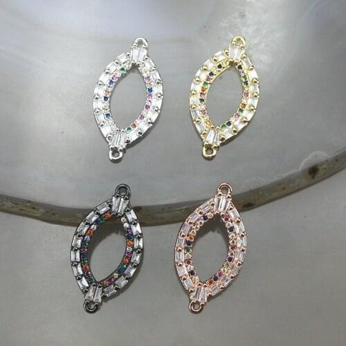 26*14mm 20pcs/lot New fashion connector,colorful cuibic zircon charm,necklace/bracelet accessories jewelry wholesale