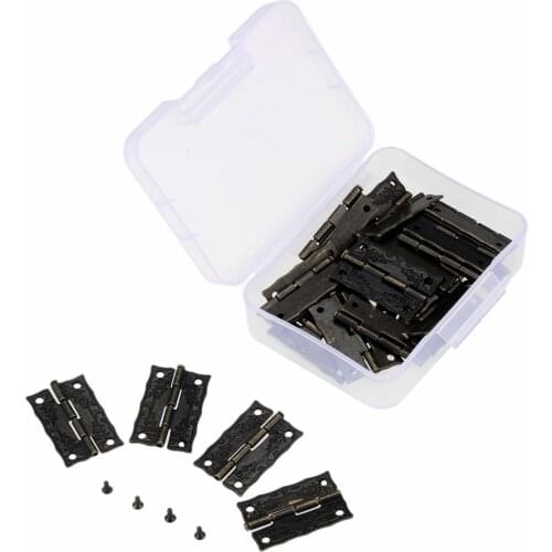 30Pcs Iron Cabinet Door Furniture Hinge Jewelry Wood Boxes Decorative Hinge Furniture Fittings With Screws 36*23mm