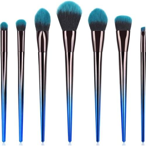 7pcs Makeup Brush Eyeshadow Eyebrow Blending Set Beauty Brush Rose Gold Gradient Peacock Blue Makeup Tools Make Up Brushes