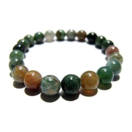 8-12mm India Natural chalcedony Beads Amulet Elastic Bracelet+Elastic