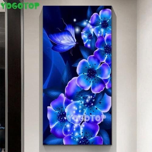 Blue Orchid Diamond Painting, Flwoers Sticker Diamond diy 5D Full Round Embroidery Home Decoration Mosaic Diamond Set,YY5243