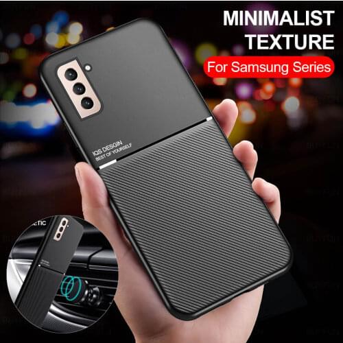 Car Magnetic Holder Matte Case For Samsung Galaxy S21 FE S 21 Ultra Plus 5G S21FE S21Ultra S21Plus Silicone Frame Protect Fundas
