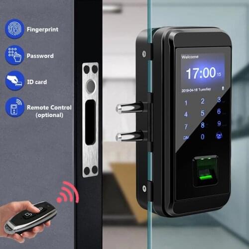 Biometric Fingerprint Door Lock With Time Attendance System Fingerprint Glass Door Lock Office Electric Smart Card Door Lock