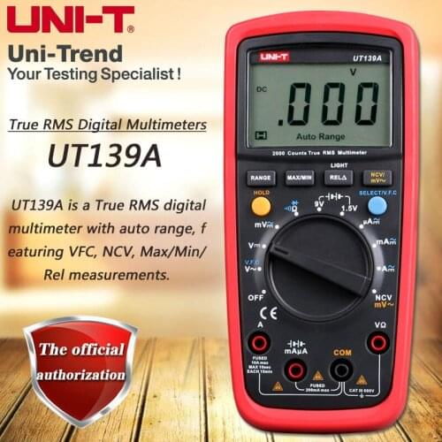 UNI-T UT139A True RMS Digital Multimeter / AC Variable Frequency VFD Measurement / Battery Test / NCV / Auto Power Off