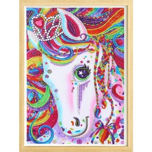 DIY5D cartoon animal unicorn horse round diamond special-shaped diamond gem with gold diamond handmade cross stitch crystal diam