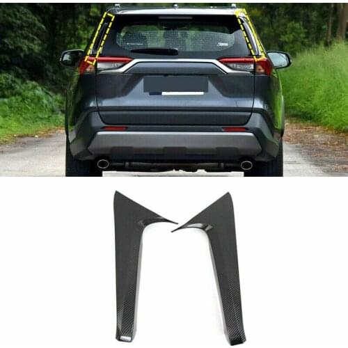 For Toyota Rav4 2019 2020 Carbon Fiber Look Trunk Rear Window Pillar Cover Trim