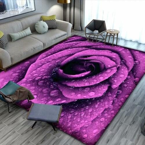 Dream Purple Rose Flower Pattern Carpets For Living Room Bedroom Area Rugs Girls Room Rug Large Mats Decor 3D Kids Play Printing