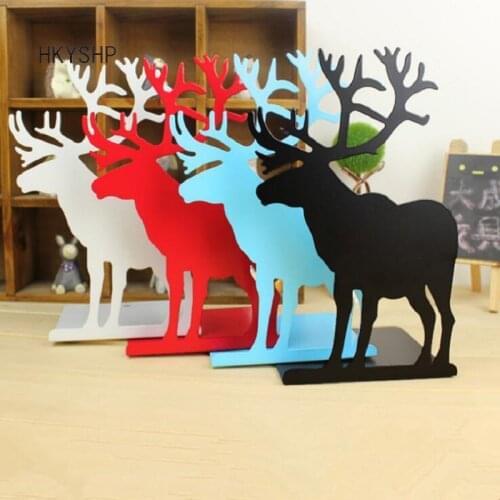 HKYSHP 2 pcs / pair Korea stationery cute elk modeling metal bookends stationery stand school office supplies