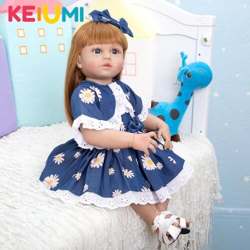KEIUMI 23 Inch Educational Full Silicone Reborn Baby Girls DIY Doll Newborn Baby Dolls Toys Gifts To Children Birthday Xmas