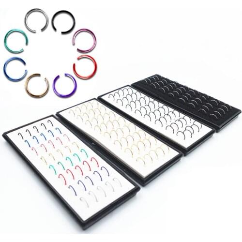 40Pcs Nose Ring Nose Hoop Septum Rings Stainless Steel Nose Piercing Earrings Fake Piercing Jewelry 9x0.6mm Multiple Color