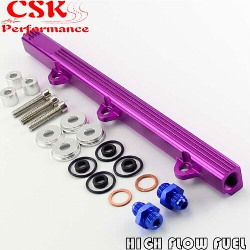High Flow Billet Fuel Rail Kit Fit For 92-96 Mitsubishi Lancer Evolution EVO 1 2 3 4G63 Purple/Blue