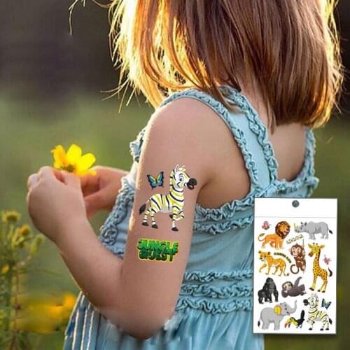 Colorful Animals Small Dino Horse Temporary Tattoos Sticker Cartoon Cute Children Hands Arm DIY Body Fake Art Tattoo Party Favor