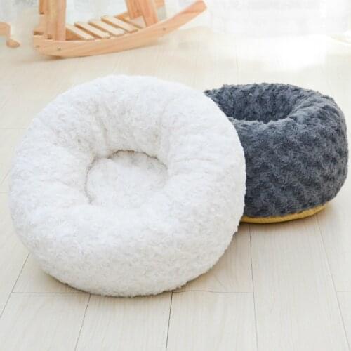 Dog Bed Cat Bed Donut, Soft Plush Deep Dish Warm Bed Cushion Round Calming Bed Comfortable for Dog Cat Nest Snooze