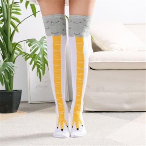 Fashion Women 3D Funny Cartoon Thigh Chicken Toe Feet Stocking Creative Girls Chicken Stockings 4 Styles With Chicken Print toe