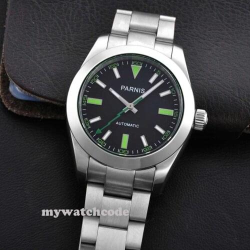 40MM parnis black dial automatic 316L STAINLESS STEEL mens watch P206