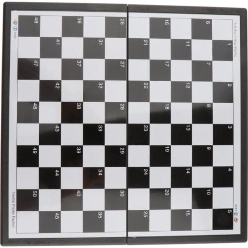 White and Black Portable International Chess Checker Set for Hobbyist Gift Educational Toy w/ Folding Board