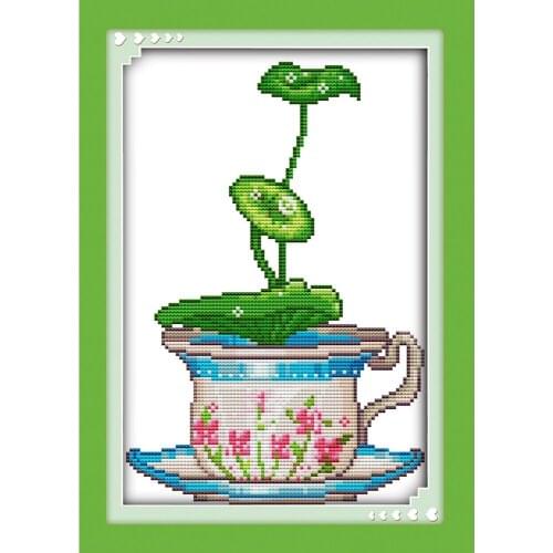 Everlasting Love Lotus In The Cup Chinese Cross Stitch Kits Ecological Cotton Clear Stamped Printed 11 DIY Christmas Decoration