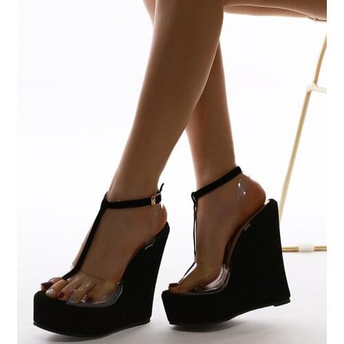New Woman Shoes Sexy SandaliesTransparent Fashion Super high 16cm Platform Peep Toe Shoes