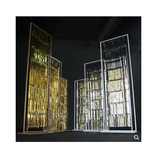 New wedding props crystal curtain wrought iron screen stage fashion background shopping mall activity decoration wedding layout
