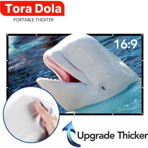 Original TORA DOLA Portable Projector Screen Optional 100/120/133 ，Foldable White Cloth Material for Home Theater