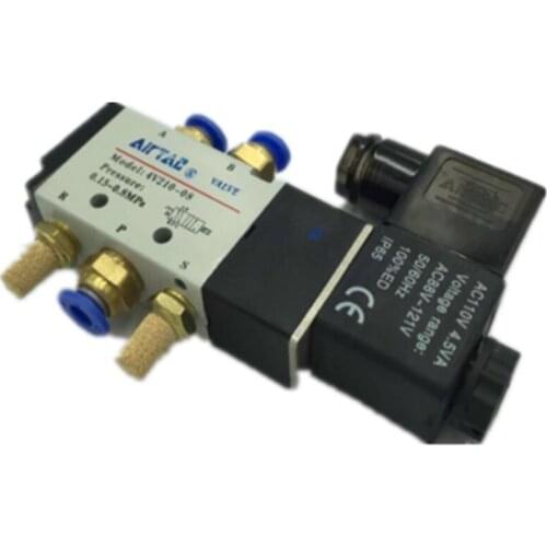 Pneumatic Electric Solenoid Valve 5 Way 2 Position Control Air Gas Magnetic Valve 12V 24V 220V Coil Volt 6mm 8mm Hose Connection