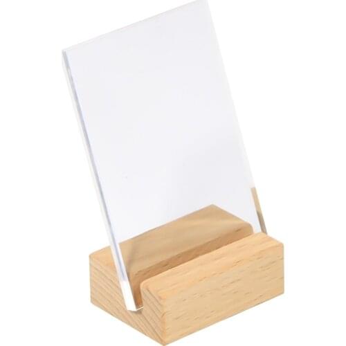 90*60mm Slope Sign Holder Frame Wooden Table Photo Stand Name Card Tag Oblique Plane Desk Display Rack