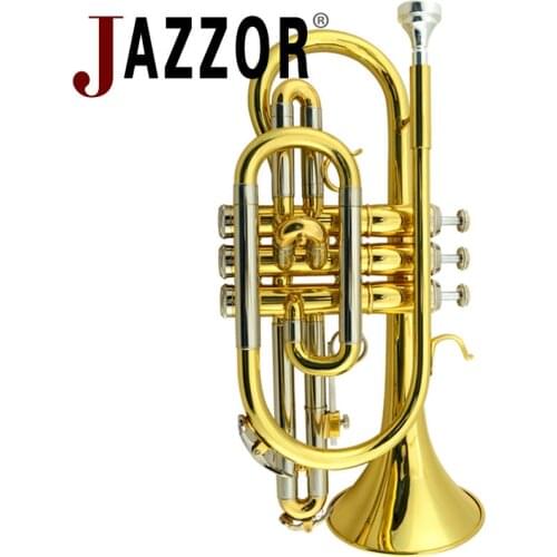 Professional JAZZOR Brass Cornet Gold lacquer B flat Trumpet cornet musical instrument Corneta trompete trumpeter with hard case