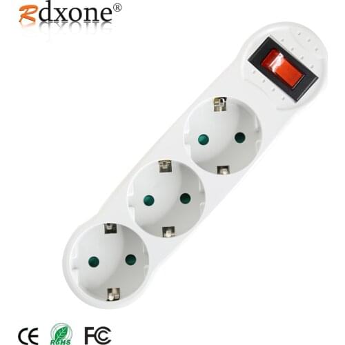 Rdxone 3500W European standard 1 TO 3 Way expansion socket 4.8mm German power extension plug converter
