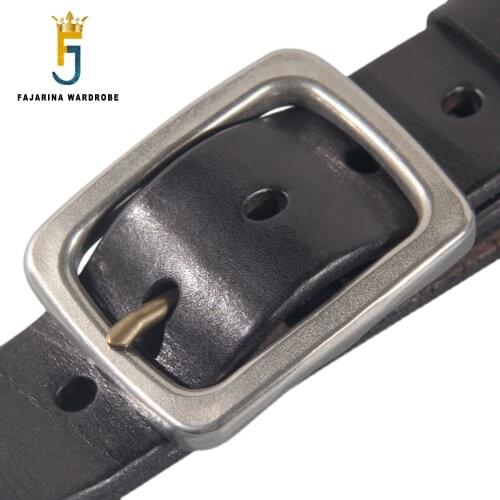 FAJARINA Unique Design Mens Retro Personality Men Thickening Solid Layer Cowhide Jeans Belt Leather Stainless Steel N17FJ1016