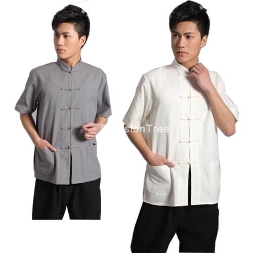 2021 traditional chinese style hanfu cotton linen shirt wushu tang suit men kung fu shirts cheongsam chinese kung fu tang shirt