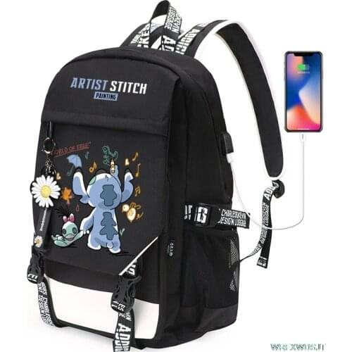 Disney Cartoon Stitch Backpack Cute Cartoon Schoolbag for high school students large capacity School backpacks For Women