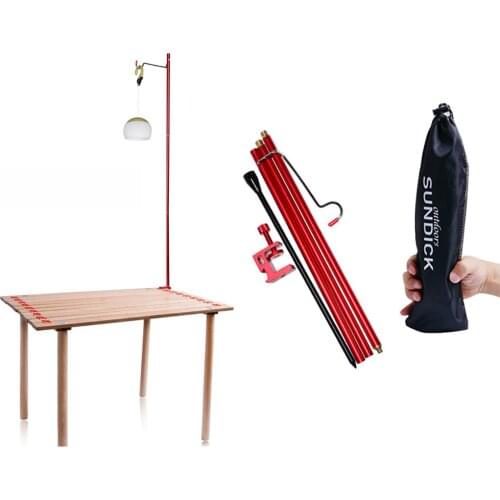 SUNDICK Outdoor Camping Hiking Aluminum Foldable Lamp Post Pole Portable Fishing Hanging Light Fixing Stand Holder