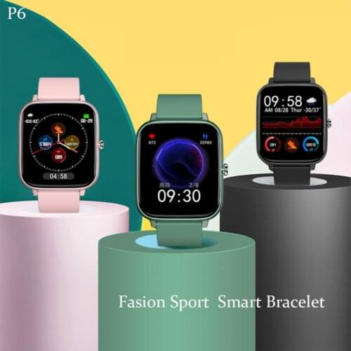 P6 Color Screen Smart Watch Full Touch Blood Pressure Monitor Fitness Sport Smart Bracelet Bluetooth-compatible Custom Wallpaper