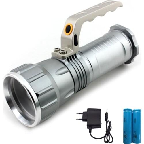 T6 Long range Searchlight LED Flashlight rechargeable powerful Search Light flash light Torch +18650 battery +charger