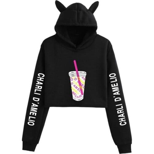 Navel Sweaters European and American surrounding youth urban casual simple trend Navel cat ears sweater