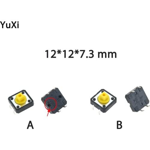 500pcs PCB Tactile Switches 4 pin Yellow Square SMD Mini Push Button Tact Switch 12*12*7.3 mm 4pin Micro switch