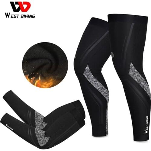WEST BIKING Winter Thermal Fleece Cycling Arm Leg Warmers Fitness Running MTB Bicycle Leg Warmers Sport Bike Racing Arm Sleeves