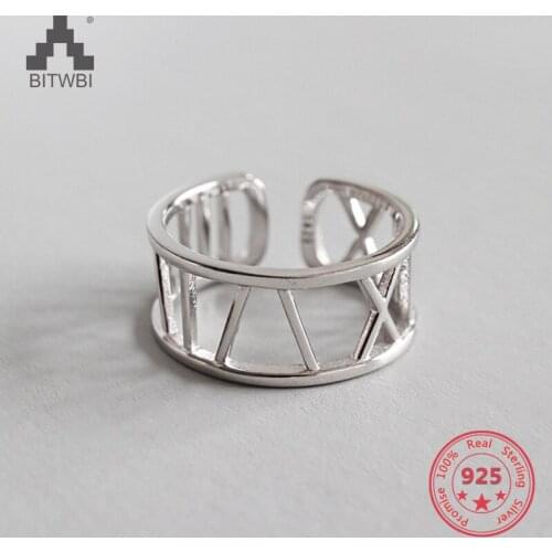 2019 Hot Sale 925 Sterling Silver Rings Fashion Simple Hollow Roman Numerals Adjustable Rings For Women Wedding Party Rings