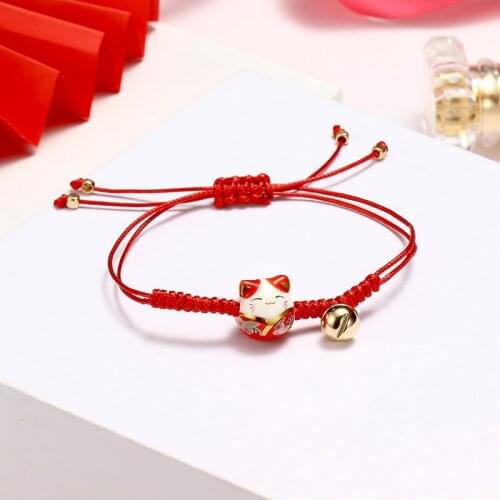 2020 New Handmade Colorful Rope Lucky Cat Adjustable Bracelet for Women Girls Birthday Gifts Sweet Tassel Fashion Bangles Femme
