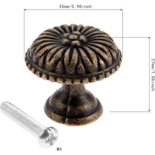 1Pc 27*25mm Antique Bronze Furniture Handle Drawer Cupboard Jewelry Wood Box Flower Handles Pulls Knob Furniture Hardware
