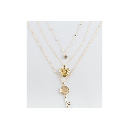 3'lü Heart Figured Softcover Key Chain Necklace