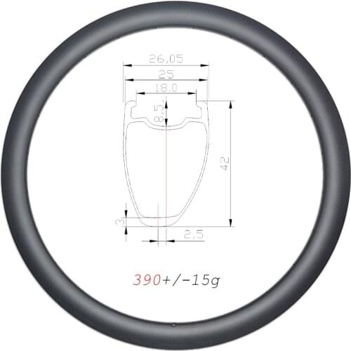 390g SUPERLIGHT 42mm deep Asymmetric Road disc carbon rims 700C clincher tubeless 25mm wde 16H 18H 20H 21H 24H 28H 32H UD 3K 12K