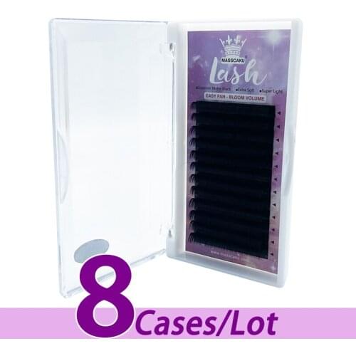 8pcs/lot New design 8-20mm auto fan eyelash extension easy blooming volume lashes 100% handmade mega eyelash extension