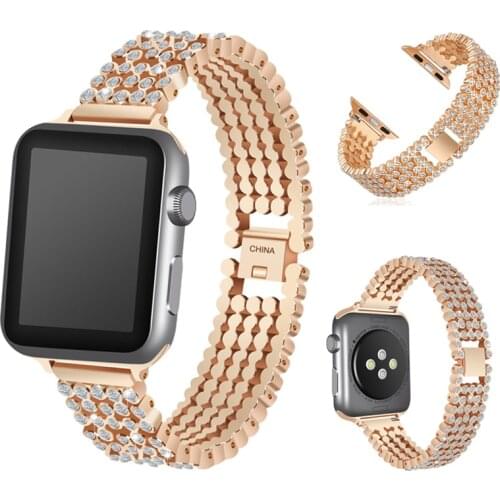 Diamond Rhinestone Bling Strap For Apple Watch Band 38-42mm Stainless Steel Metal Bracelet For iWatch 5 6 SE 40-44mm, Myl-bd14