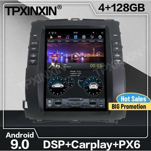 128G Tesla Screen Carplay Android Car Radio 2 Din Stereo Receiver For Toyota Prado 2002 2003 2004 2005 2006 2007 2008 2009 Unit